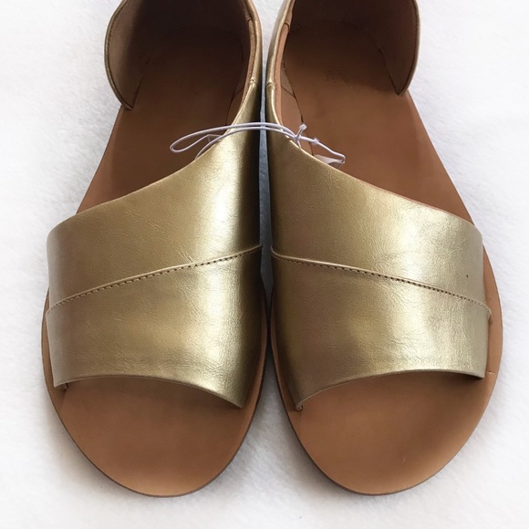 NWOT Metallic Gold Asymmetrical Slide Sandals - Picture 5 of 6